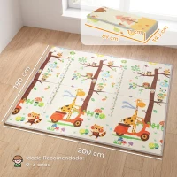 AIYAPLAY Tapete Infantil Dobrável e Reversível 200x180 cm Antiderrapante e Impermeável Design Árvore e Floresta(m-3)