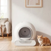 PawHut Caixa de Areia Autolimpante para Gatos 65 L com Controlo por App Controlo de Odores Sensores de Segurança Entrada Baixa e Sacos(m-8)