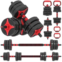 SPORTNOW Conjunto de Halteres Ajustáveis 5 em 1 30 kg Barra e Kettlebell(m-14)