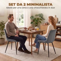 HOMCOM Set 2 Sedie da Pranzo in Velluto con Cuscino di Seduta, Grigio Scuro(m-4)