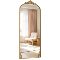 HOMCOM Specchio da Terra e da Appoggio in Stile Vintage 180x75 cm, Oro(m-11)