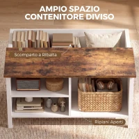 HOMCOM Cassapanca Contenitore con Coperchio Sollevabile, 80x60x40 cm, Marrone Rustico(m-4)