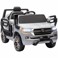 AIYAPLAY Carro Elétrico para Crianças Toyota Land Cruiser 12V com Faróis Buzina Arranque Lento e Música MP3 107x65x55,5 cm Cinza(m-17)