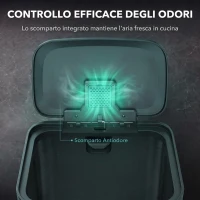HOMCOM Pattumiera Rettangolare a Pedale 50L in Acciaio Inox con Chiusura Ammortizzata, Scomparto per Deodorante, Argento(m-4)