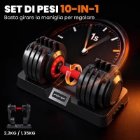 SPORTNOW Set di Manubri Regolabili da 48 kg, 5 in 1 con Sistema Quick-Dial e Blocco di Sicurezza(m-4)