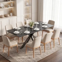HOMCOM Tavolo da Pranzo Allungabile 4-8 Posti, Nero Effetto Marmo(m-2)