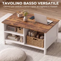 HOMCOM Cassapanca Contenitore con Coperchio Sollevabile, 80x60x40 cm, Marrone Rustico(m-5)