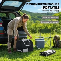 PawHut Lettiera per Gatti Portatile Pieghevole con Coperchio Rimovibile in Tessuto Oxford 600D Impermeabile, Nero(m-4)