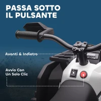 HOMCOM Quad Elettrico per Bambini 3-5 Anni a 12V con Fari e Pedale, Presa USB per Musica, Bianco(m-6)