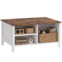 HOMCOM Cassapanca Contenitore con Coperchio Sollevabile, 80x60x40 cm, Marrone Rustico(m-11)