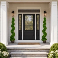 HOMCOM Spiraalvormige buxus, set van 2 kunstplanten, met pot, 150 cm hoog, groen(m-9)