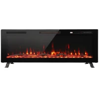 HOMCOM Ultradunne elektrische haard 127 cm voor inbouw en wandmontage, met afstandsbediening(m-1)