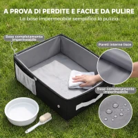 PawHut Lettiera per Gatti Portatile Pieghevole con Coperchio Rimovibile in Tessuto Oxford 600D Impermeabile, Nero(m-6)