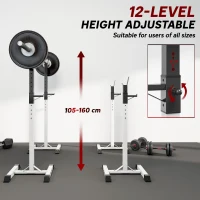 HOMCOM Heavy Duty Weight Bar Barbell Squat Stand Barbell Rack Spotter, for Home, Gym - Black(m-5)