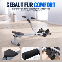 HOMCOM Rudergerät für Zuhause, Hydraulisches Fitness-Rudergerät mit LCD-Display, 12 Widerstandsstufen, Rudermaschine belastbar bis 100kg Fitnessgerät Trainingsgerät für das Ganzkörpertraining(m-7)