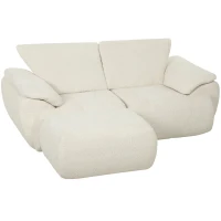HOMCOM Sofá Modular en L de 2 Plazas con Otomana Reversible Sofá de Chenilla con Asiento Ancho No Requiere Montaje Crema(m-11)