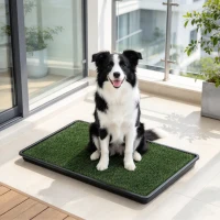 PawHut Lettiera per Cani con Prato Sintetico, Vassoio e Sistema di Drenaggio, 88x56.5 cm per Interni ed Esterni, Verde(m-10)