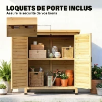 Outsunny Armoire de jardin abri jardin remise pour outils sur pied dim. 87L x 46,5l x 96,5H cm  étagère portes persiennes toit bitumé jaune(m-6)