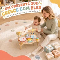 AIYAPLAY Bateria Infantil de Madeira Montessori com Xilofone, Prato, Maraca e Bloco Sonoro, Presente para Criança, 18 Meses-6 Anos(m-7)