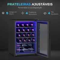 HOMCOM Frigorífico para Vinhos 20 Garrafas com Compressor, Porta Anti-UV, 5-18 °C, Painel Tátil, Luz LED, 39 dB, Preto(m-6)