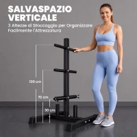 SPORTNOW Rastrelliera Portadischi 3 Livelli con Adattatori 2,5/5 cm Nero(m-7)