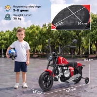 AIYAPLAY Moto Elettrica per Bambini 12V BMW R18, Batteria al Litio, 3-8 Anni, Rotelle Rimovibili, Faro, Musica, Rossa(m-3)