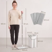 HOMCOM Mop and Bucket Set, Compact Flat Mop System with Wringer, 2-Chamber Design, 5 Reusable Pads, 127cm Handle, White(m-3)