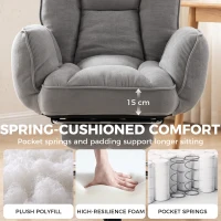 HOMCOM Executive Office Chair Height Adjustable Desk Chair Reclining Flip-up Armrest Footrest, Grey(m-5)