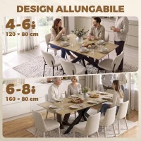 HOMCOM Tavolo da Pranzo Allungabile 4-8 Posti, Rovere(m-4)