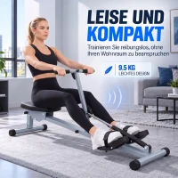 HOMCOM Rudergerät für Zuhause, Hydraulisches Fitness-Rudergerät mit LCD-Display, 12 Widerstandsstufen, Rudermaschine belastbar bis 100kg Fitnessgerät Trainingsgerät für das Ganzkörpertraining(m-5)