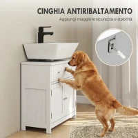 HOMCOM Mobiletto Sottolavabo Salvaspazio con Cassetto e Armadietto, 60x30x60 cm, Bianco(m-5)