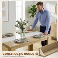 HOMCOM Masă de Dining Modernă 4-6 Locuri din Lemn pentru Living și Bucătărie, 120x69x75 cm, Alb și Lemn Natur(m-6)