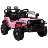 AIYAPLAY Fuoristrada Elettrica per Bambini 12V, Batteria al Litio, 2 Motori, Sospensioni, Telecomando, 2-4 Anni, Rosa(m-1)