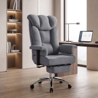 HOMCOM 250 kg Big and Tall Massage Office Chair with Heat, High Back, Height Adjustable Linen Executive Desk Chair, Dark Grey(m-13)