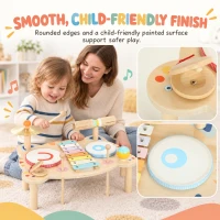 AIYAPLAY Kids Drum Kit, Wooden Musical Instruments with Xylophone, 2 Drums, Cymbal, Shaker, Wood Block, Gift for 18 M-6 Years(m-6)