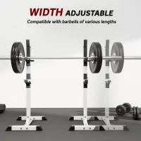 HOMCOM Heavy Duty Weight Bar Barbell Squat Stand Barbell Rack Spotter, for Home, Gym - Black(m-6)