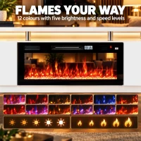 HOMCOM Electric Fireplace TV Stand for 80" TVs, 1800W LED Light Entertainment Center with Adjustable Flame, Remote, White(m-5)