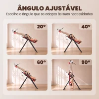 SPORTNOW Mesa de Inversão Dobrável 20°/40°/60° e 0-90°, 13 Ajustes para 130-190 cm, Apoio Lombar e Cinto de Segurança(m-5)