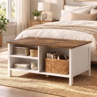 HOMCOM Cassapanca Contenitore con Coperchio Sollevabile, 80x60x40 cm, Marrone Rustico(m-2)