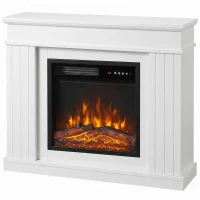 HOMCOM Camino Elettrico da Terra e Incasso con Cornice, 1800W, Effetto Fiamma 3D e Funzione Memory, Bianco(m-1)