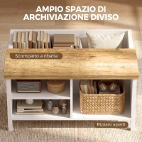 HOMCOM Cassapanca Contenitore con Coperchio Sollevabile, 80x60x40 cm, Effetto Legno Naturale(m-4)