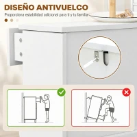 HOMCOM Mueble Zapatero Blanco Zapatero Estrecho con 2 Puertas Abatibles y 1 Cajón para 8-10 Pares de Zapatos 60x23,5x98,5 cm(m-6)