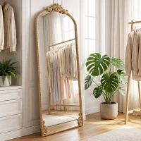HOMCOM Specchio da Terra e da Appoggio in Stile Vintage 180x75 cm, Oro(m-10)