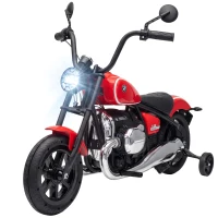 AIYAPLAY Moto Elettrica per Bambini 12V BMW R18, Batteria al Litio, 3-8 Anni, Rotelle Rimovibili, Faro, Musica, Rossa(m-11)