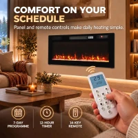 HOMCOM Ultra-Thin Electric Fire Wall Mounted/Recessed/Freestanding 92cm/36" Electric Fireplace with 12 Colours, 5 Brightness(m-7)