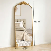 HOMCOM Specchio da Terra e da Appoggio in Stile Vintage 180x75 cm, Oro(m-3)