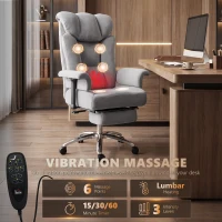 HOMCOM 250 kg Big and Tall Massage Office Chair with Heat, High Back, Height Adjustable Linen Executive Desk Chair, Grey(m-4)