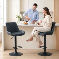 HOMCOM Barhocker Küchenhocker Designhocker, höhenverstellbar, mit Fußstütze, 51 cm x 59 cm x 117 cm, Schwarz(m-4)