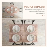 HOMCOM Conjunto de Sala de Jantar 5 Peças 1 Mesa e 4 Cadeiras com Pés em Aço para Cozinha 110x70x75 cm Madeira Natural e Preto(m-5)