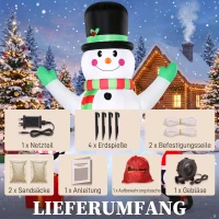 Outsunny Opblaasbare kerstsneeuwpop 243 cm met kleurrijke LED-verlichting, voor buiten(m-7)